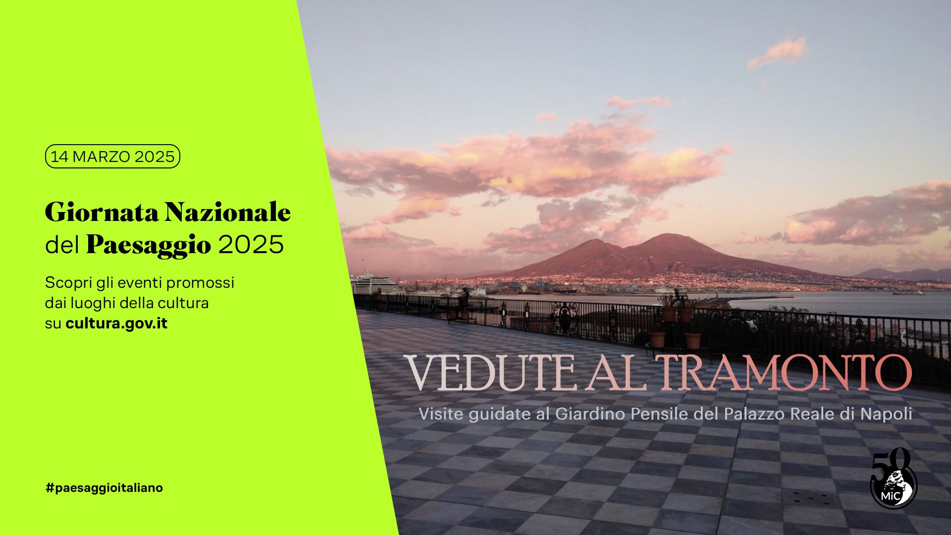 Vedute al tramonto. Visite guidate al Giardino Pensile del Palazzo Reale di Napoli in occasione della Giornata nazionale del Paesaggio 2025